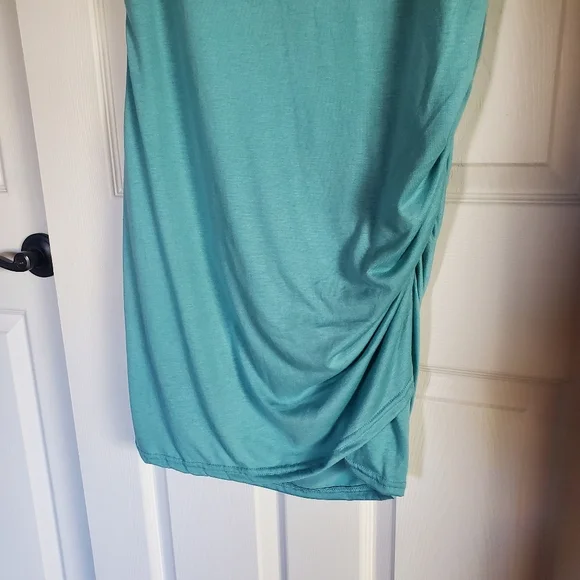 BTFBM T Shirt Midi Dress Pullover Sleeveless Rushed Knee Length Teal Size XL - Picture 3 of 9